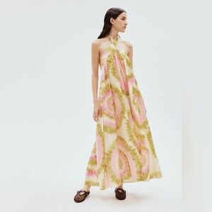 ALEMAIS Flash Tie Neck Midi Dress